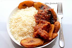 white rice, sausage & plantain